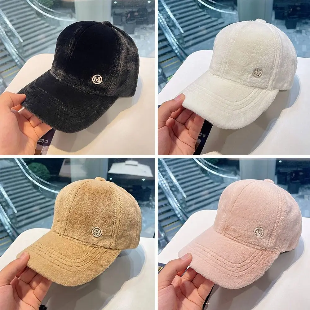 Winter Plush Baseball Cap Fur Thicken Warm Casual Hip Hop Hats All-match Sports Cap For Women Men