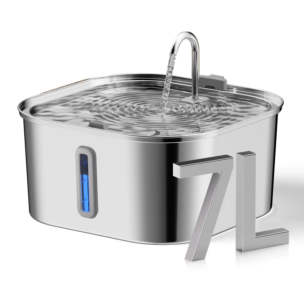 7L Stainless Steel Pet Water Dispenser Automatic Water Fountain USB Silent Water Pump Water Dispenser+Filter Set for Cats view 6