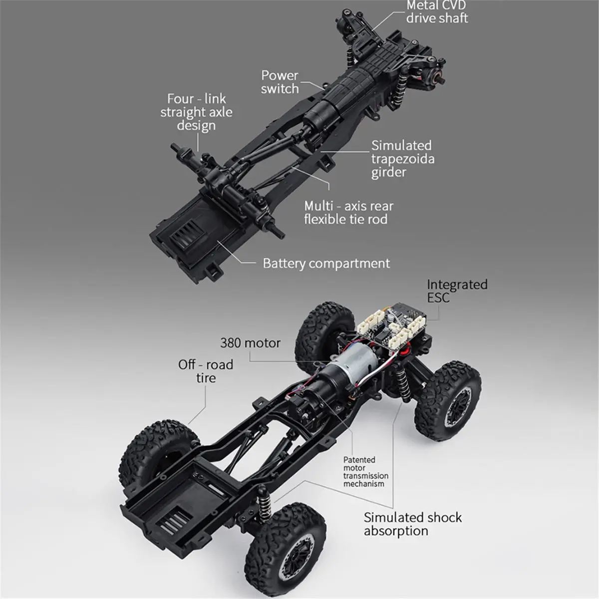 LDRC 1/12 オフロード RC カー LD1296 2 スピードトランスミッションメタルモーター ESC サーボ LED ライトリモートコントロール車両用