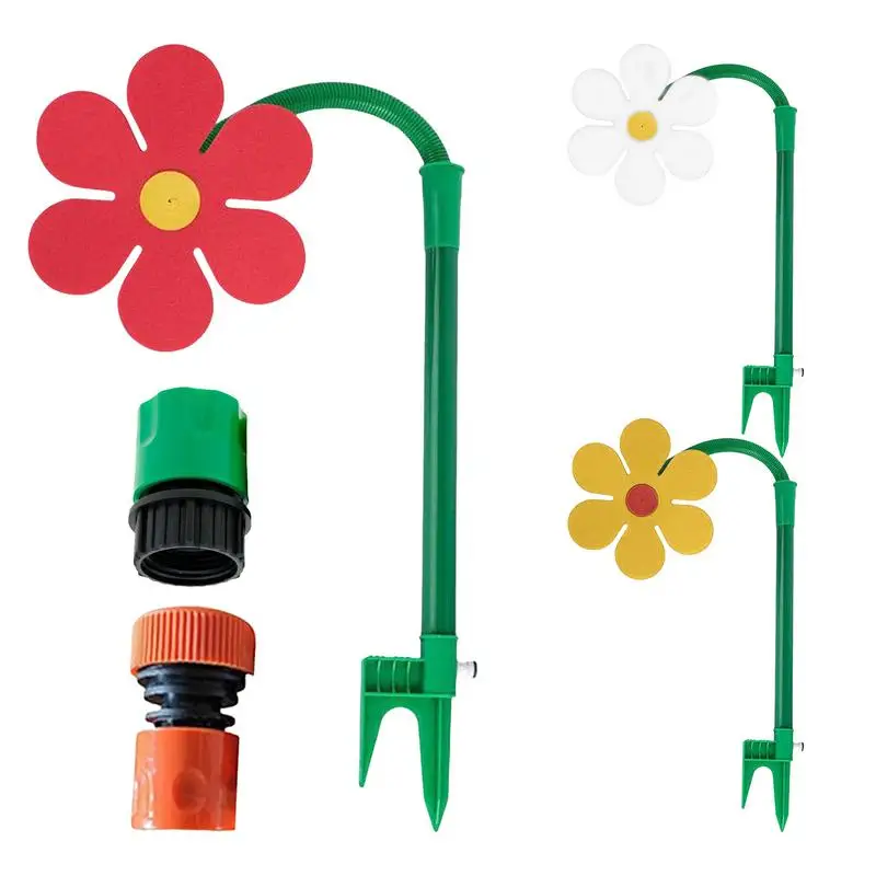 Crazy Spin Sprinkler Flower Shape Dancing Daisy Sprinklers Rotating Water Spray Toy For Yard Lawn Watering Garden Decor supplies