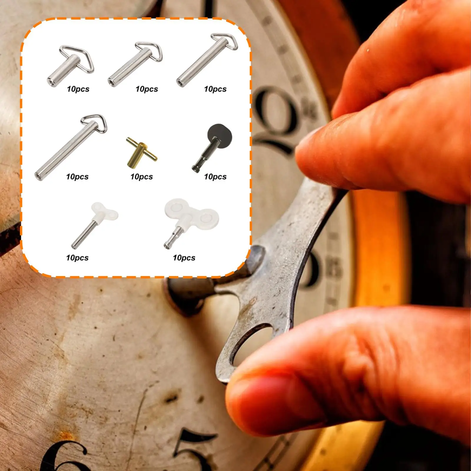 Music Box Winding Key Mechanical Clock Key Metal Repair Kit 10 Pack for Vintage Music Box Maintenance