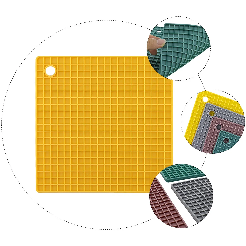 

Silicone Pot Holder Coasters Square Cup Mat Heat Insulation Placemats Table Mats Oil Resistant Reusable Kitchen Home
