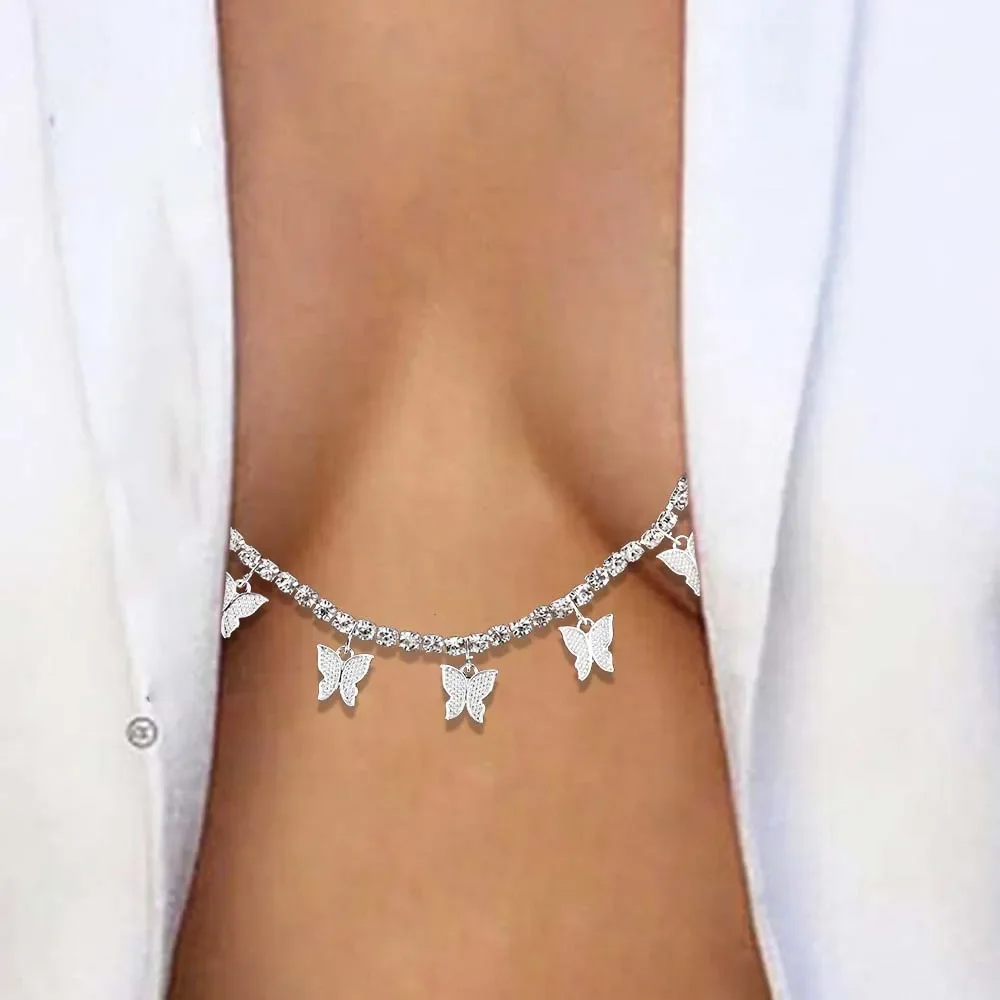 

Butterfly Nipple Chain Non Piercing Body Jewelry Ring Rhinestone Sexy Bra Bikini Rave Chest Chain Accesorries Necklace