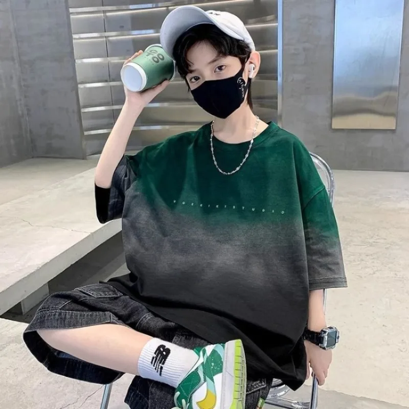 

Новая летняя футболка для мальчиков 2026 года: тонкая хлопковая повседневная футболка с коротким рукавом для детей