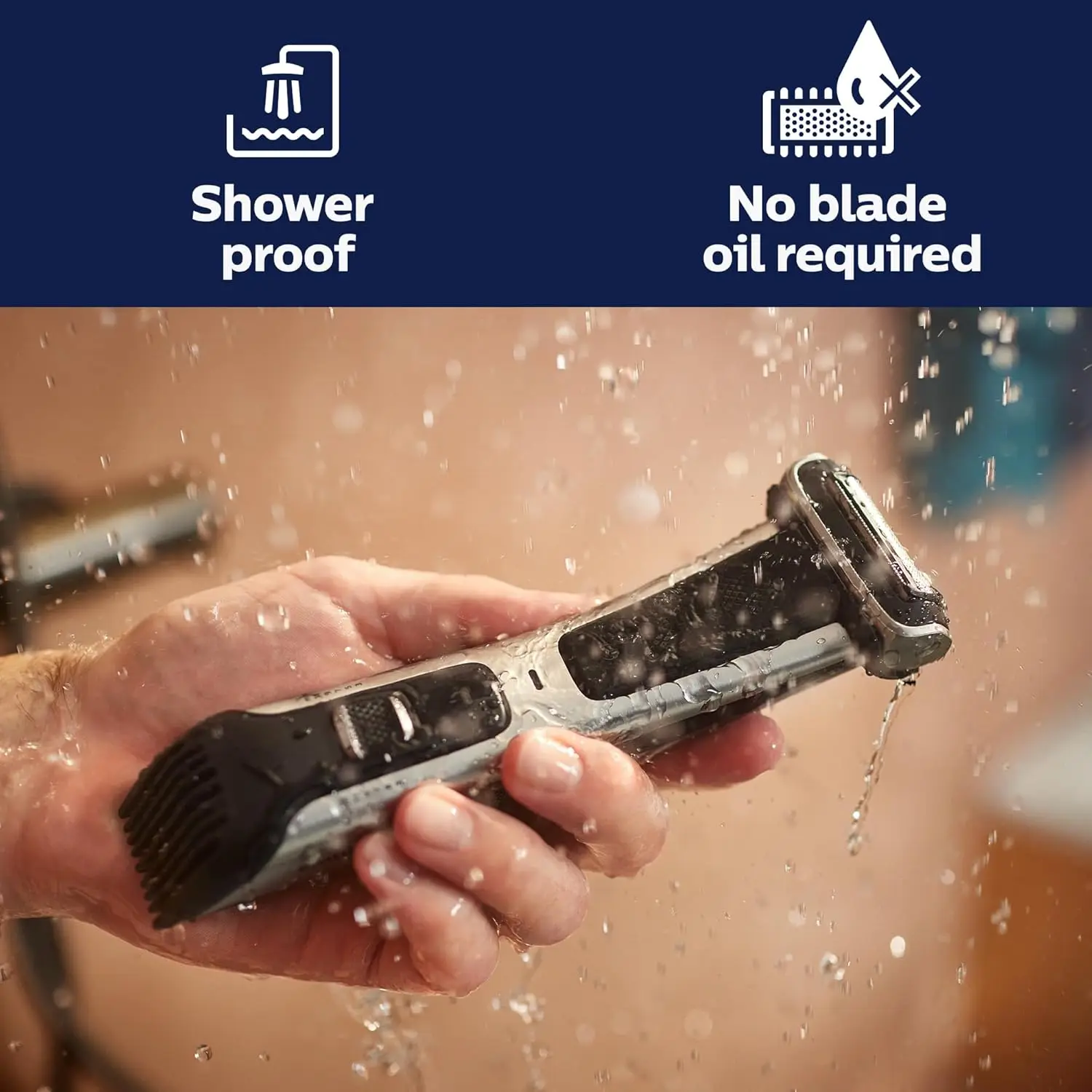 Showerproof corpo e Bodygroom aparador e Shaver com caixa e substituição cabeça para acima um acima, Norelco Bodygroom série 7000