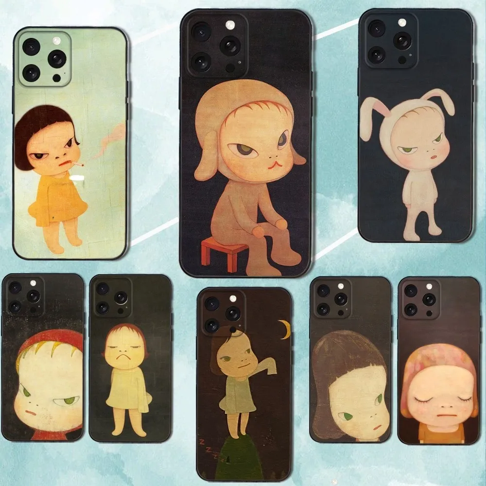 

Y-Yoshitomo N-Nara Art Phone Case For iPhone 16e,16,15,14,13,12,11,Pro,X,XS,Max,XR,Plus,Mini Soft Black Cover