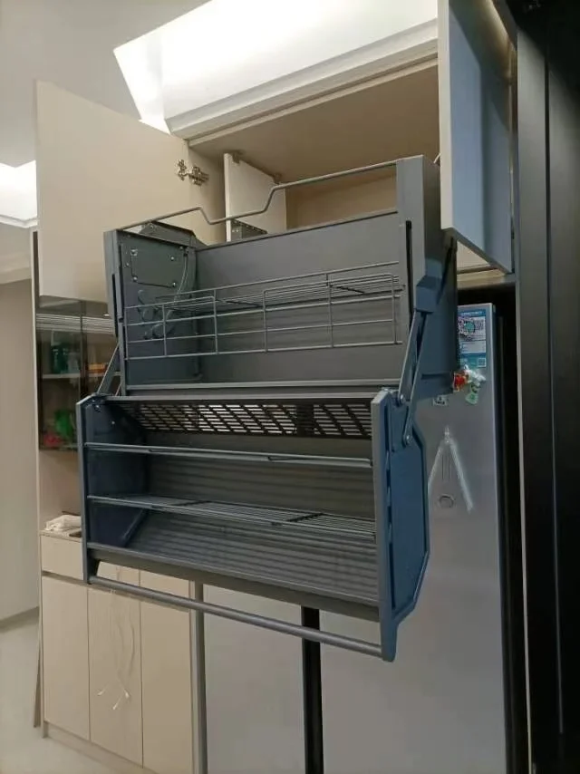 2026-Double-pull basket cabinet, plastic and iron kitchen cabinet, pull-down basket magic organizer, cabinet basket lift