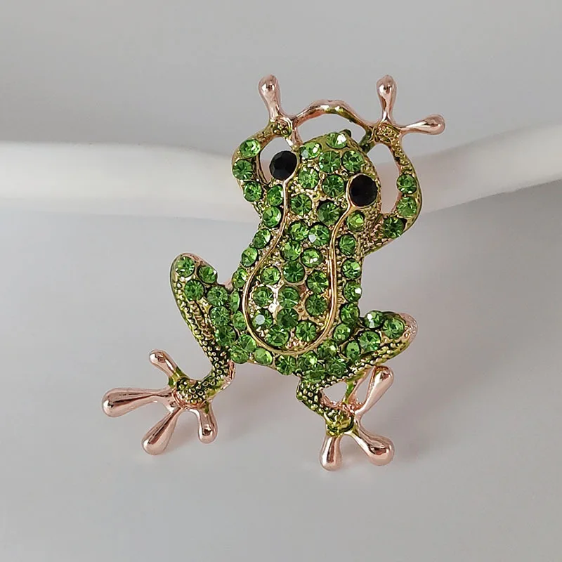ZAKOL Luxury Green Crystal Frog Brooch Animal Brooches Pins For Women Dress Coat Accessories Jewelry Gift image 3