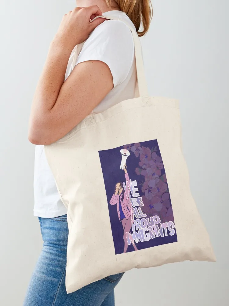 

We are proud immigrants Tote Bag bags woman 2025 Cloth bag tote bag men's canvas tote