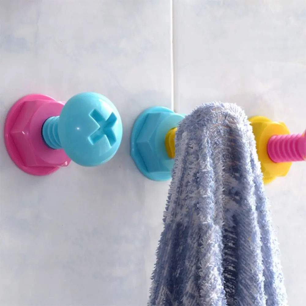 

3Pcs Large Plastic Screw Shaped Hook Punch-free Screw Nail Shaped Sticky Hook Wall Mounted Storage Hanger Hook Behind