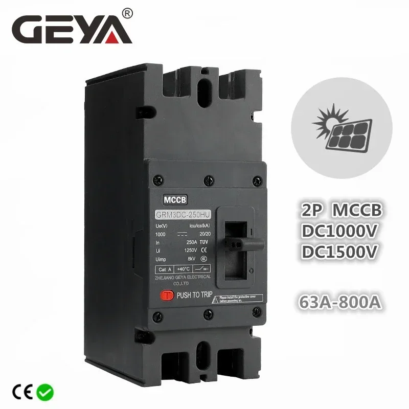 

GEYA GRM3DC 2P 1000V Ture MCCB Solar Molded Case Circuit Breaker Overload Protection Switch Protector for Solar Photovoltaic PV