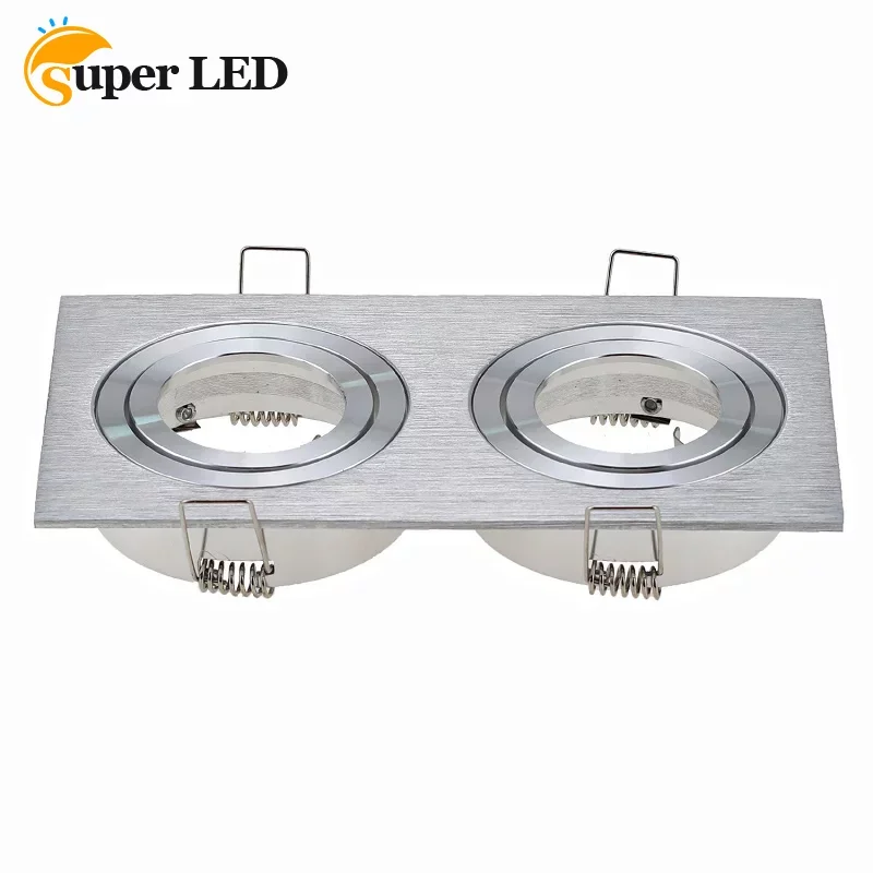 

Recessed Square Double Head Downlight Led Spot Light Housing GU10 MR16 GU5.3 Cut Hole 155*85mm Fixture Frame