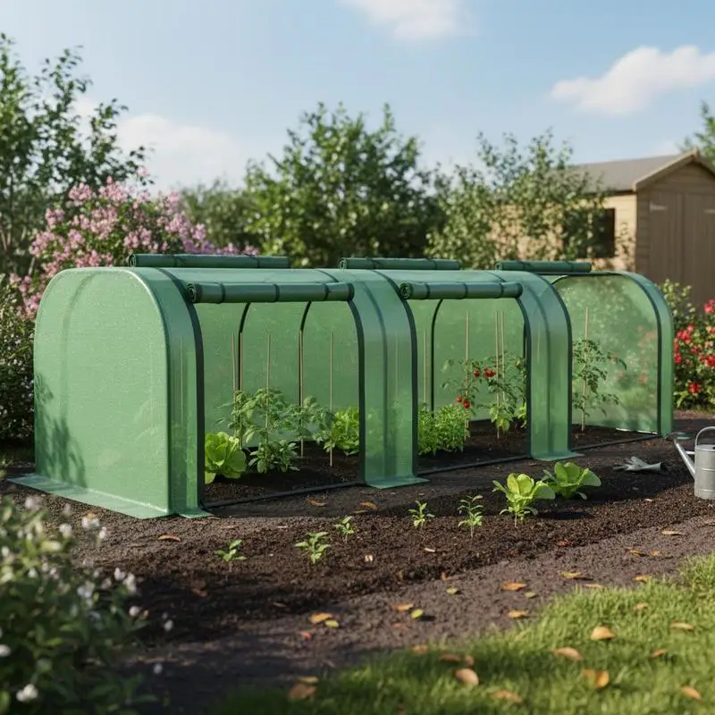 

Mini Greenhouse, Small Polytunnel Green House with Zipped Doors, Steel Frame for Garden Backyard, 295 x 100 x 80cm, Green