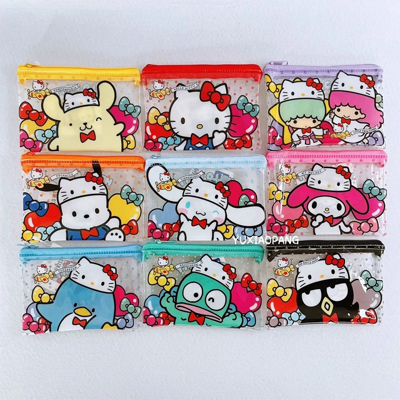 

Hello Kitty Pvc Makeup Bag Kawaii Sanrioed Anime Kuromi My Melody Hangyodon Zipper Storage Bag Girl Heart Cute Gift for Girl