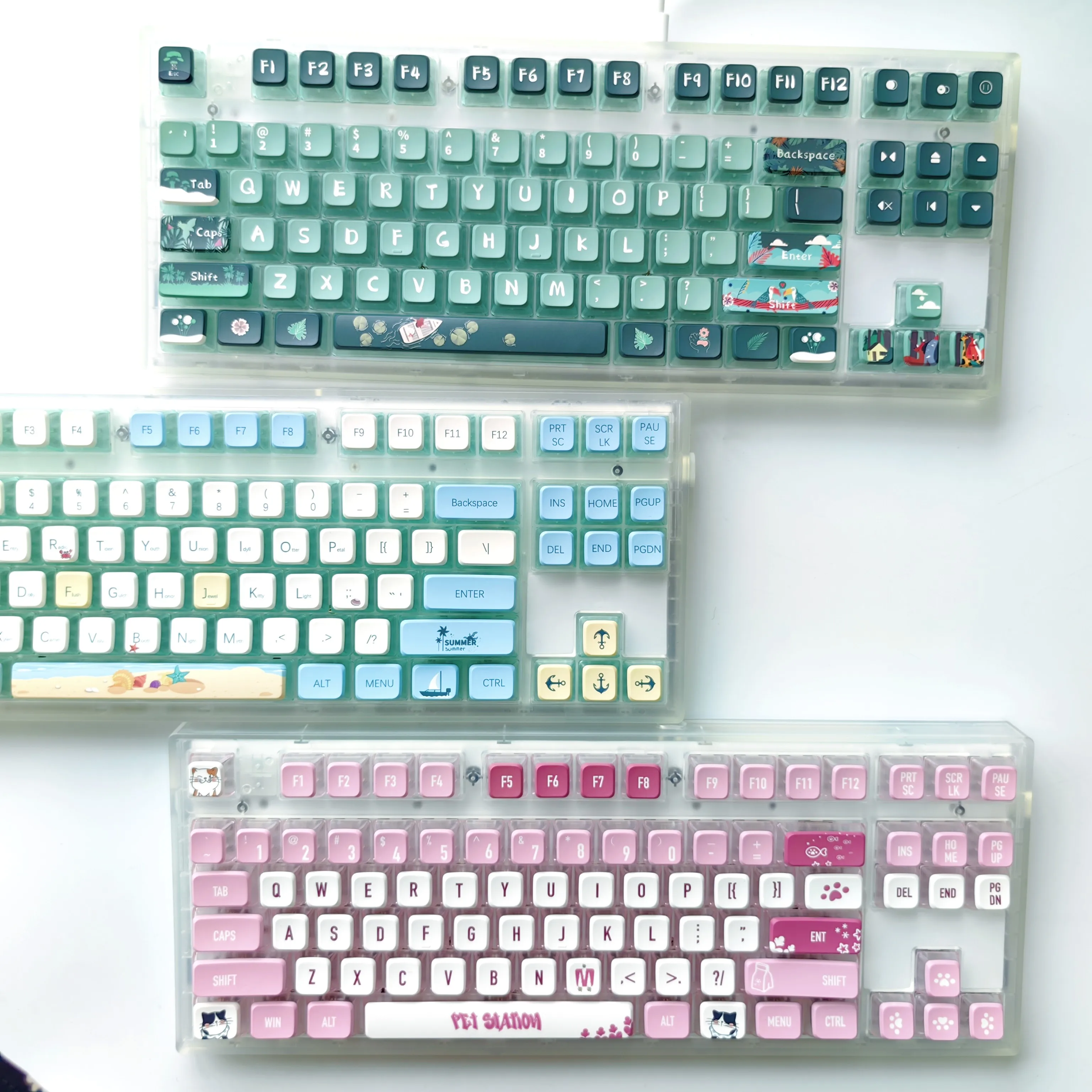 Capuchons de clavier transparents 118-prédire, sublimation PBT .co.jp, double peau, rose lait, translucide