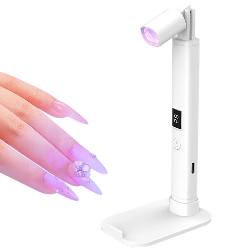 Luz uñas E1YE con 2 temporizadores para secado rápido Secador uñas recargable por USB Fácil transportar Mejora tu con