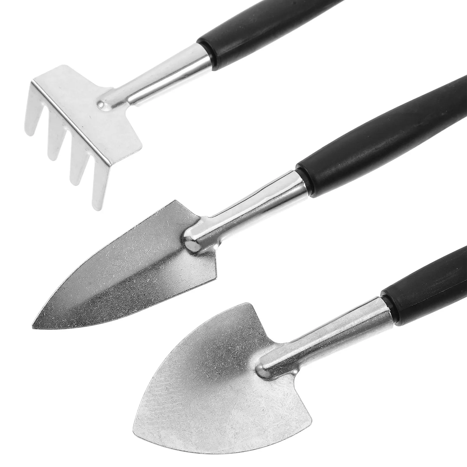 2Sets Versatile Gardening Tool Set Compact Metal Trowel Rake Spade for Indoor Gardens Potted Plants Succulents Soil Prep