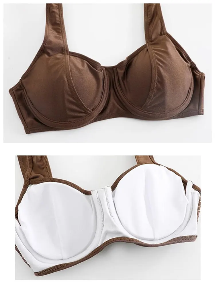 

Wirel Thin Cup Bikini Swimming Suits Vaion Bathing plus Size Separate Women's Swimwear Anti-Sagging V-Ne No Sve