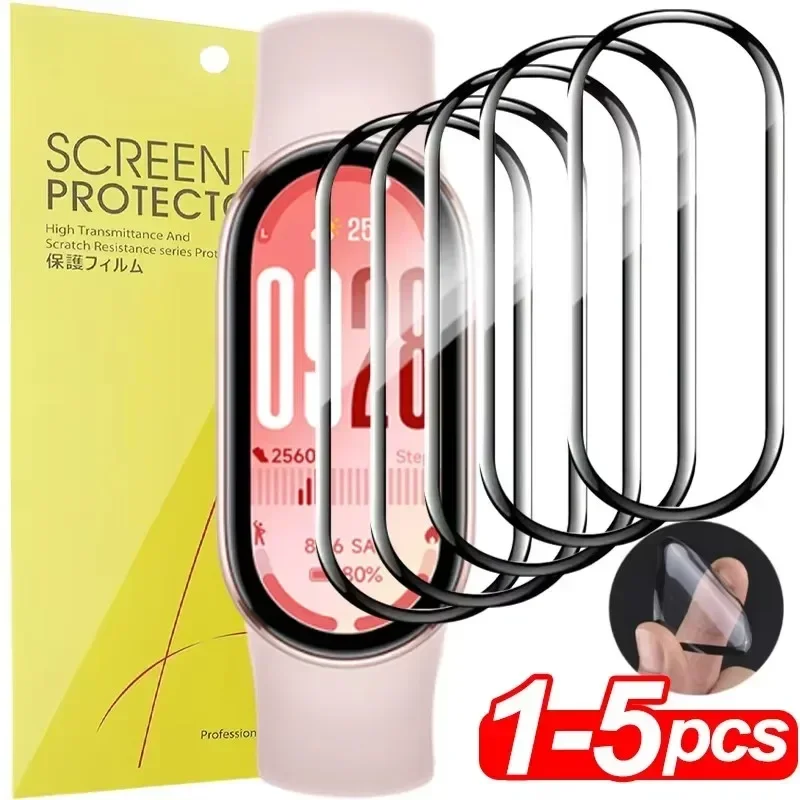 Película de Vidro 10D para Xiaomi Mi Band 9 8 7 6 Protetor de Tela Miband 6 5 Smartwatch Capa Protetora Completa Pulseira