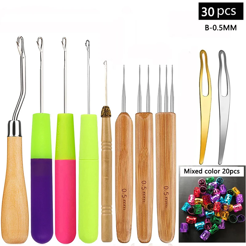 

30 Pieces Crochet Hook for Hair Interlocking Tool Latch Hook Crochet Hair Needles Dreadlock Accessories for Hair