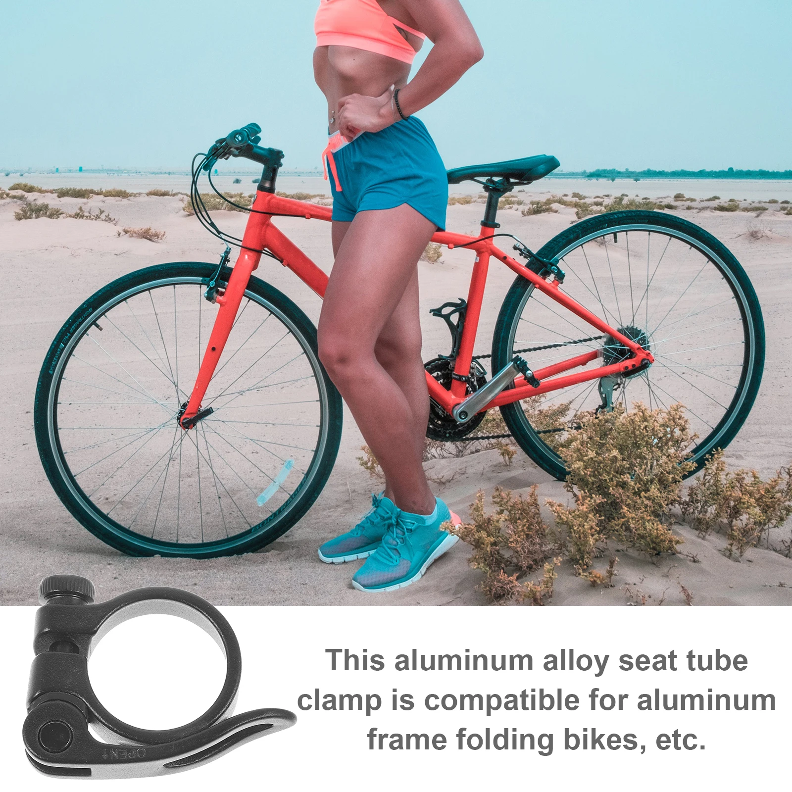 

Bicycle Seat Clamp 34.9mm S Black Aluminum Alloy Compatible Road Bike Folding Bikes Seatpost Tube Clip Durable Fine Performance