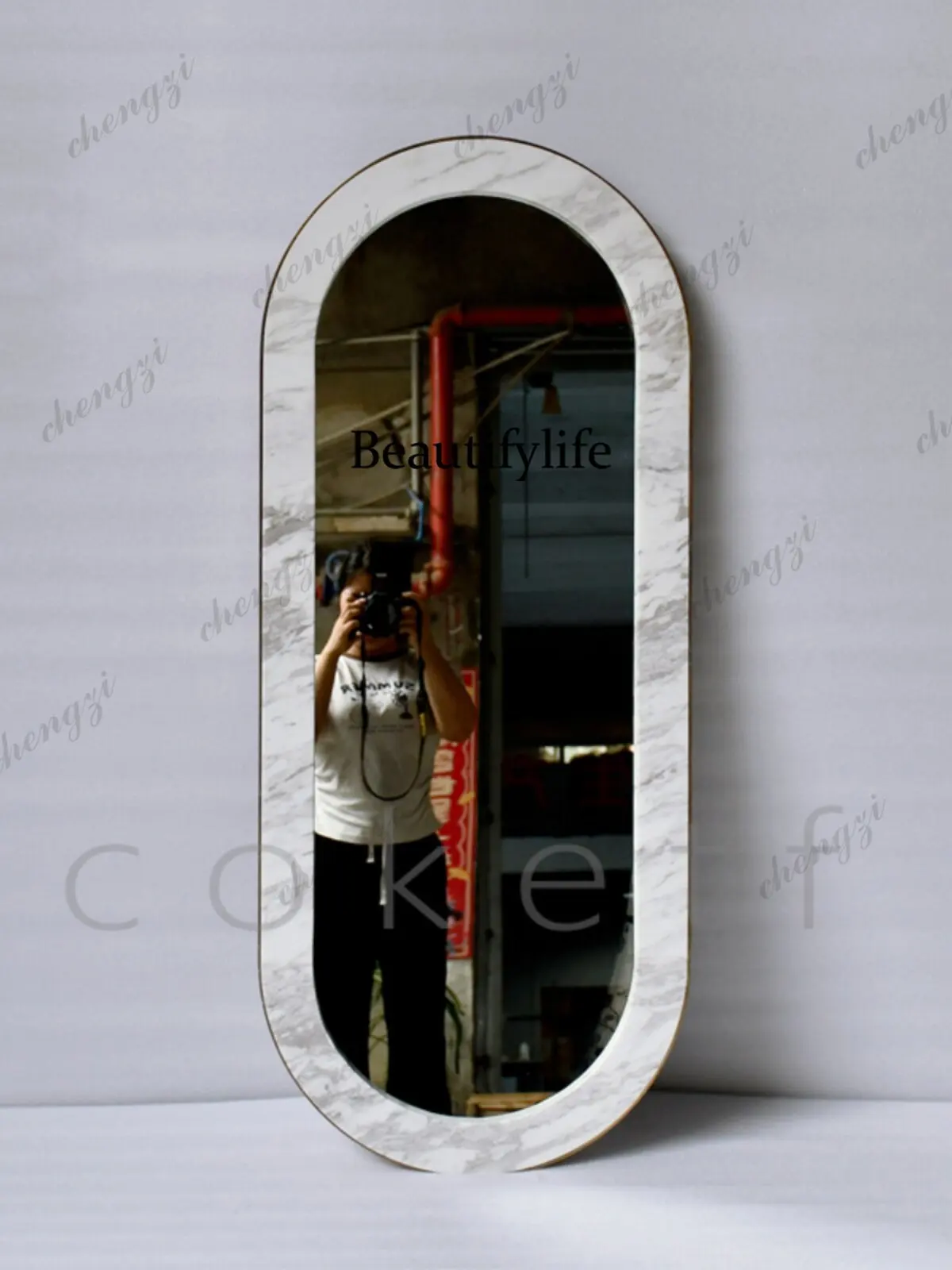 Light luxury high-end natural marble full-body mirror floor-to-ceiling home wall-mounted designer custom fitting mirror