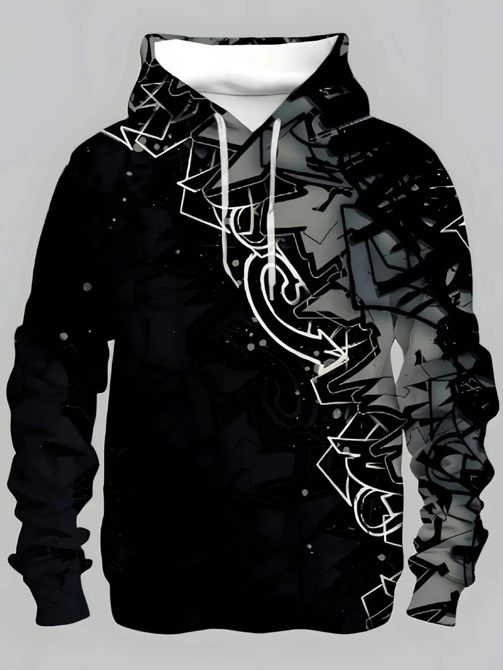 European and American men's autumn gradient totem letter print soft and comfortable hooded sweatshirt outdoor urban casual top