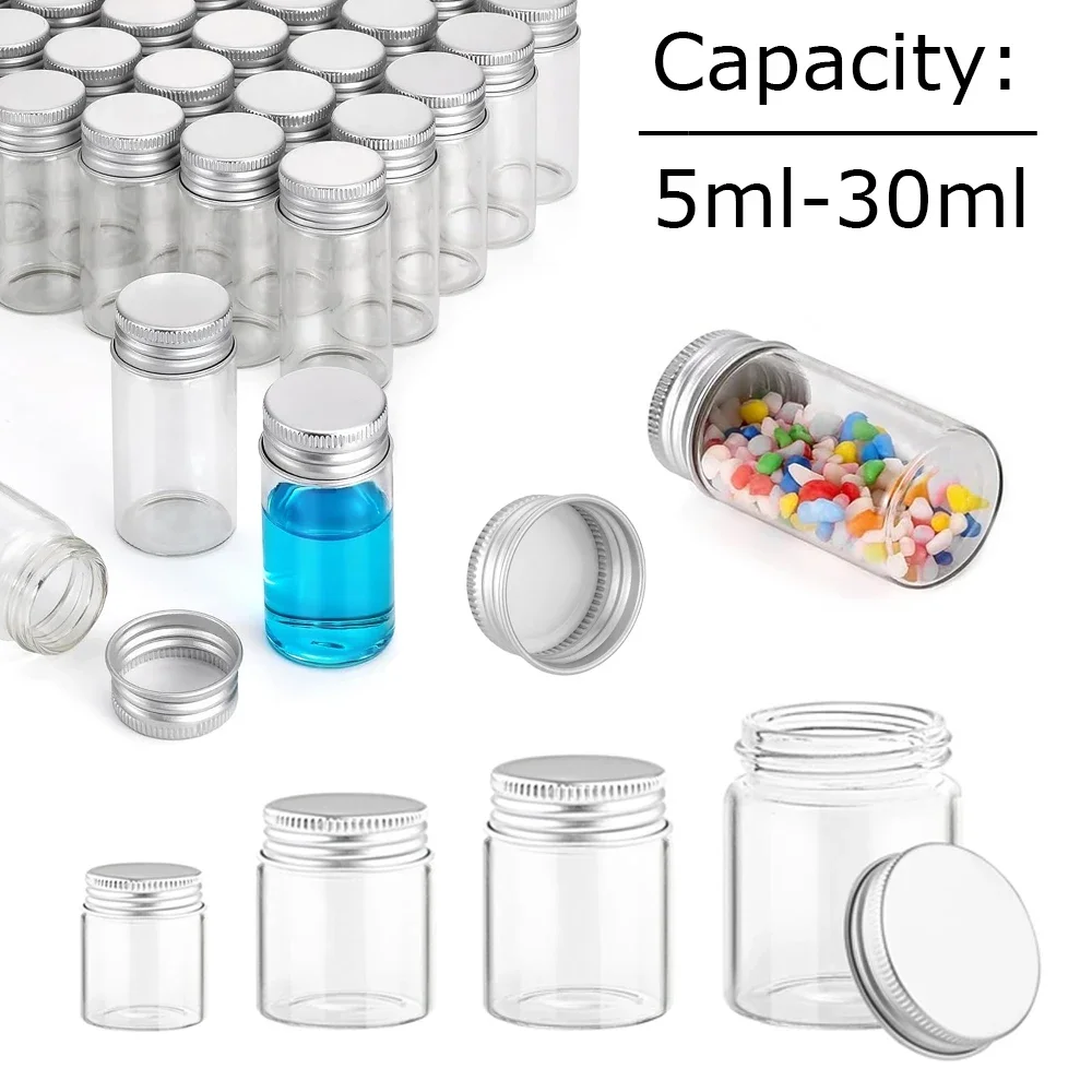 5-10 Stuks Mini Transparanten Glazen Flessen Aluminium Cap Lege Monster Potten Opslag Flesjes Vloeistof Containers Home Decor levert