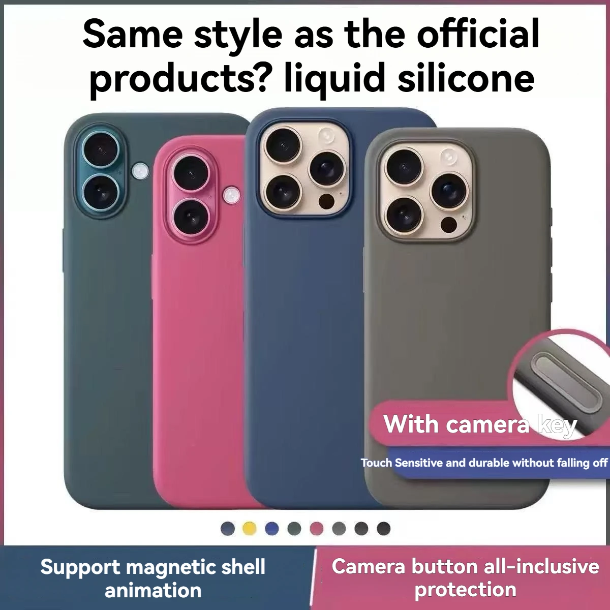 

Original liquid silicone for iPhone16promax mobile phone case magnetic animation iPhone16pro with AI button protective cover