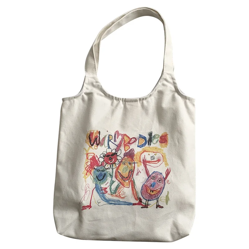 Sac fourre-tout en toile de dessin animé pour femme, sac à provisions pour femme, sac initié, sac à soupe de gril en coton, niche pour femme, offre spéciale