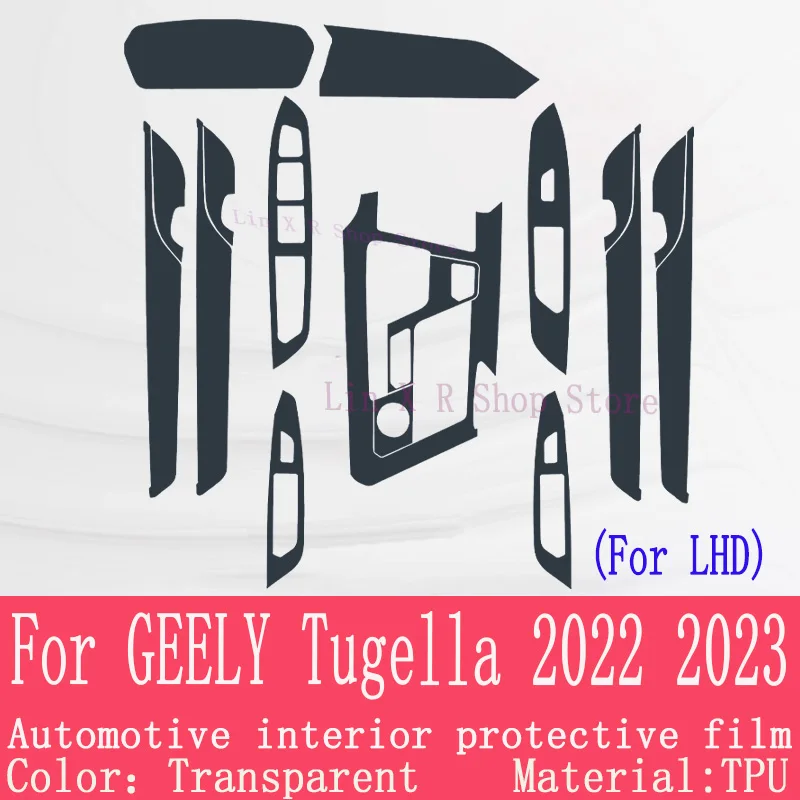 For Geely Tugella 2022 2023 Gearbox Panel Navigation Automotive Interior Screen Protective Film TPU Anti-Scratch Sticker