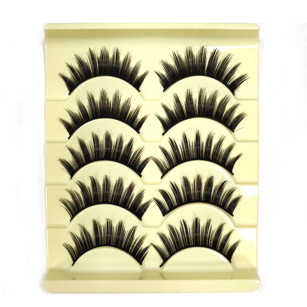 ICYCHEER Thick 5 Pairs Makeup Natural False Eyelashes Eye Lash Long Black Handmade Soft