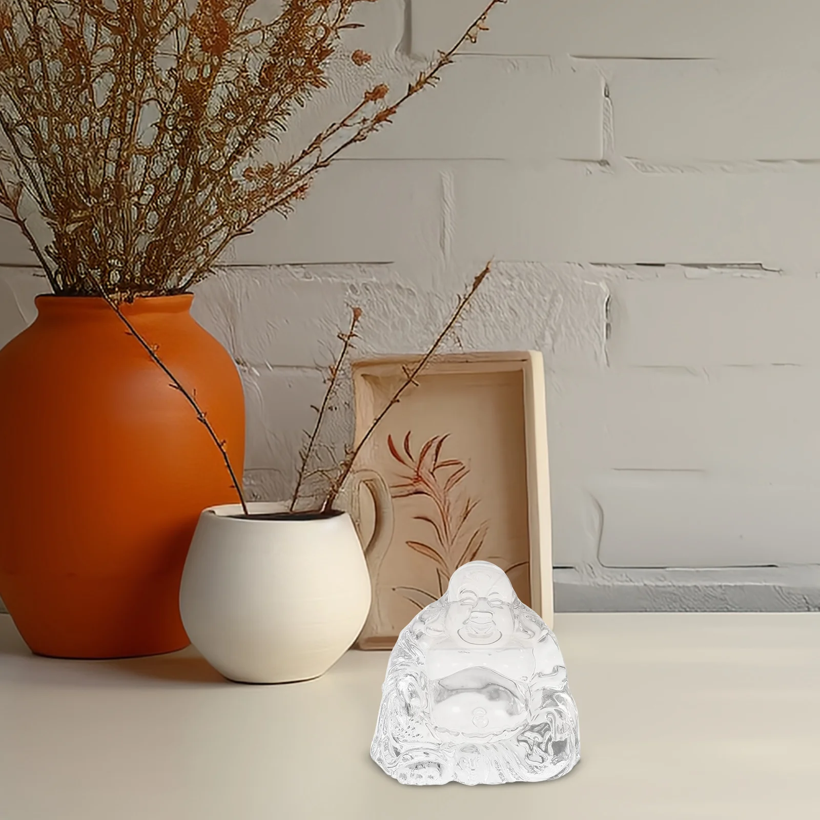 

2Pcs Minimalist Crystal Maitreya Buddha Ornaments Chinese Style Desktop Shelf Decoration Spiritual Home Positive Energy