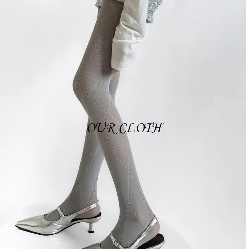 الأزياء الأنيقة Hollowout Argyle Pattern Women's Spring Wings Limgings Leggings Lepaque Bantyhose Sockings Hosiery Y1AC #5