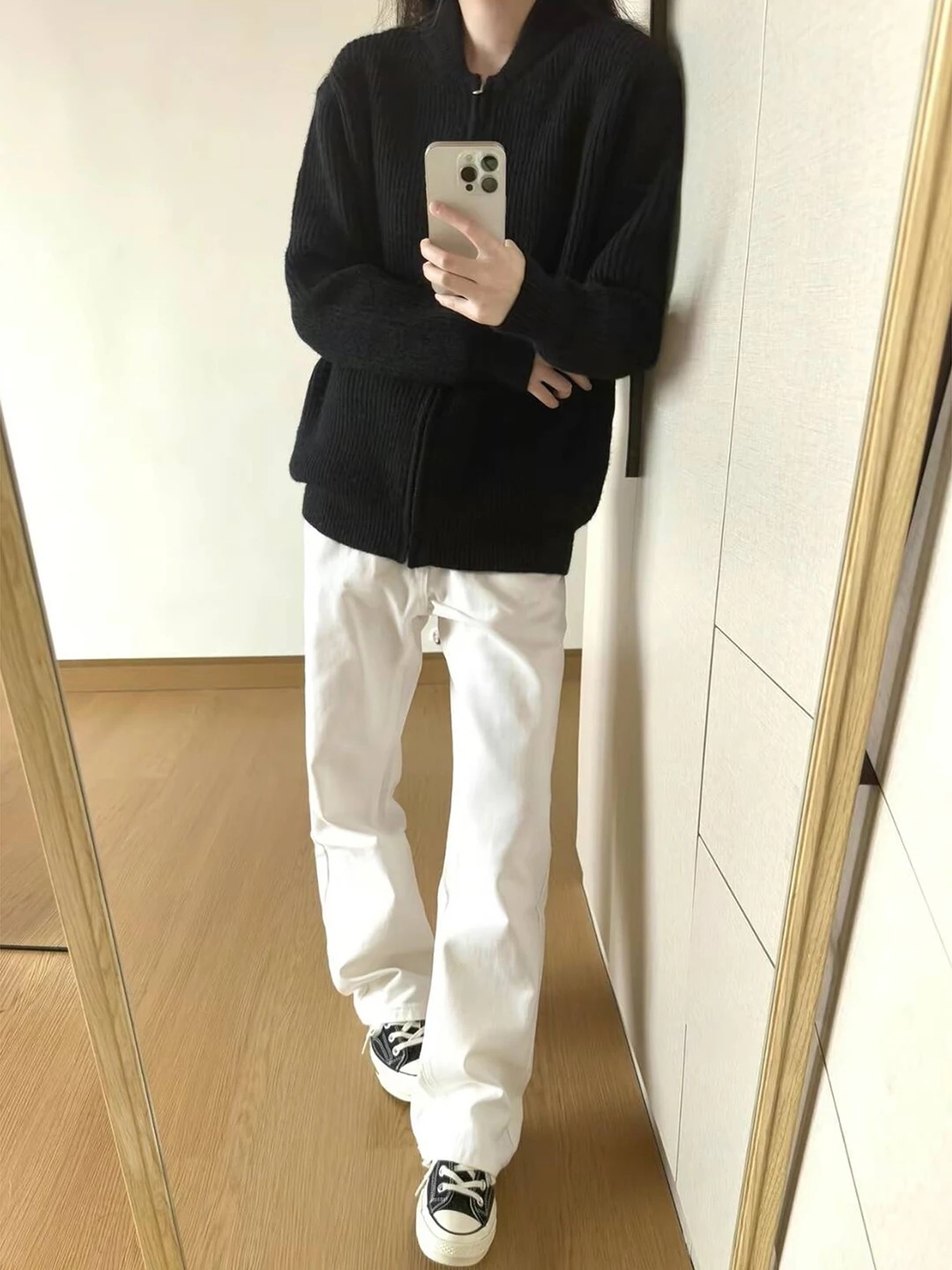 

Cleanfit White Men's Flared Jeans mid Waist Straight Leg Slimming Knife American High Street Sle Casual Wear
