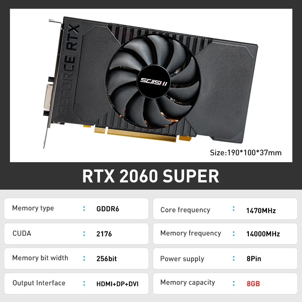 Imagem -06 - Sejishi-sjs Geforce Rtx 2060 Super Placa de Vídeo Nvidia 2060 s Gddr6 8g Placa Gráfica 256bit Gaming Gpu Único Ventilador de Refrigeração Caixa Itx