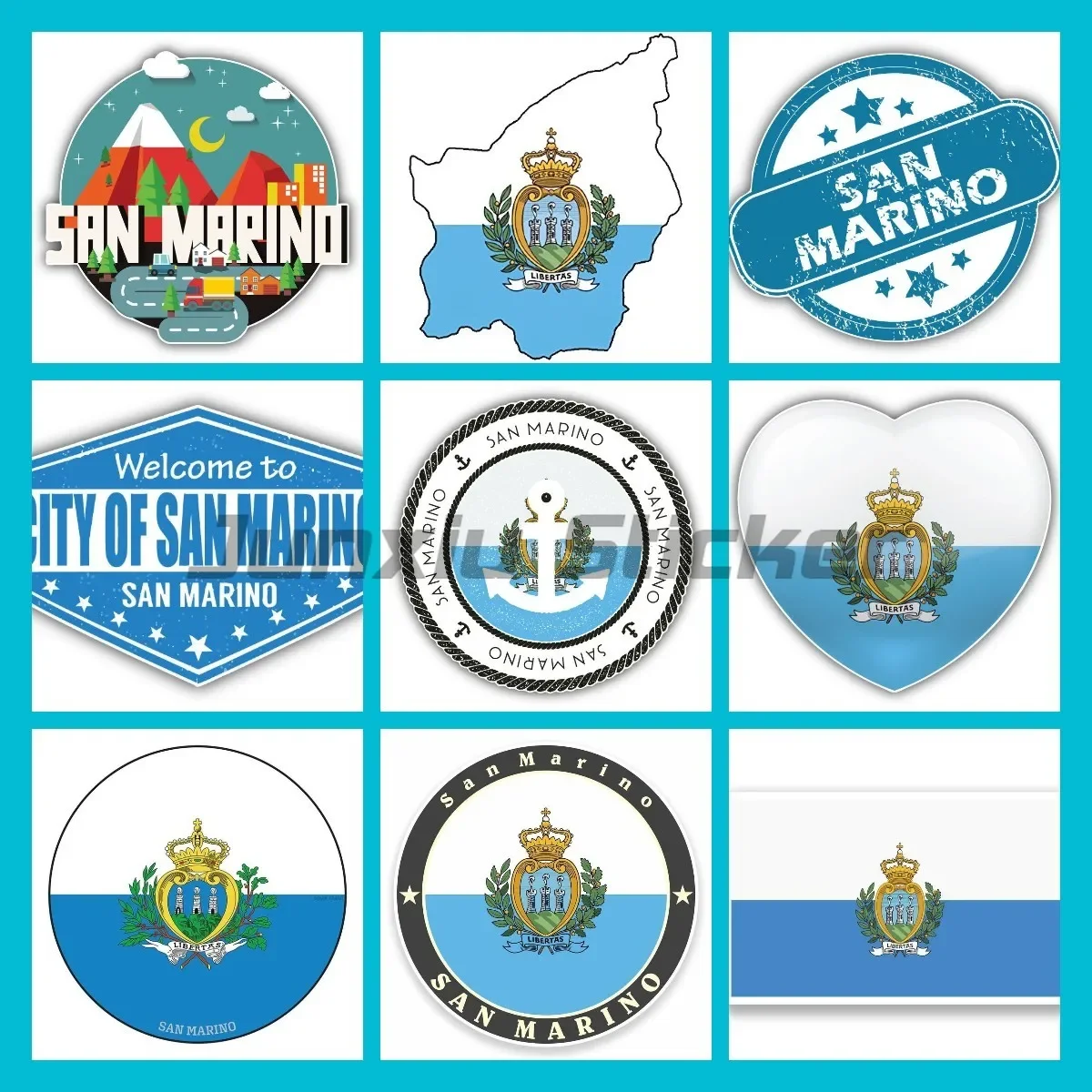 

Personalized Art San Marino Truck Motorcycle Wrap Laptop Wall Room Camper Car Sticker Helmet Decal Customizable