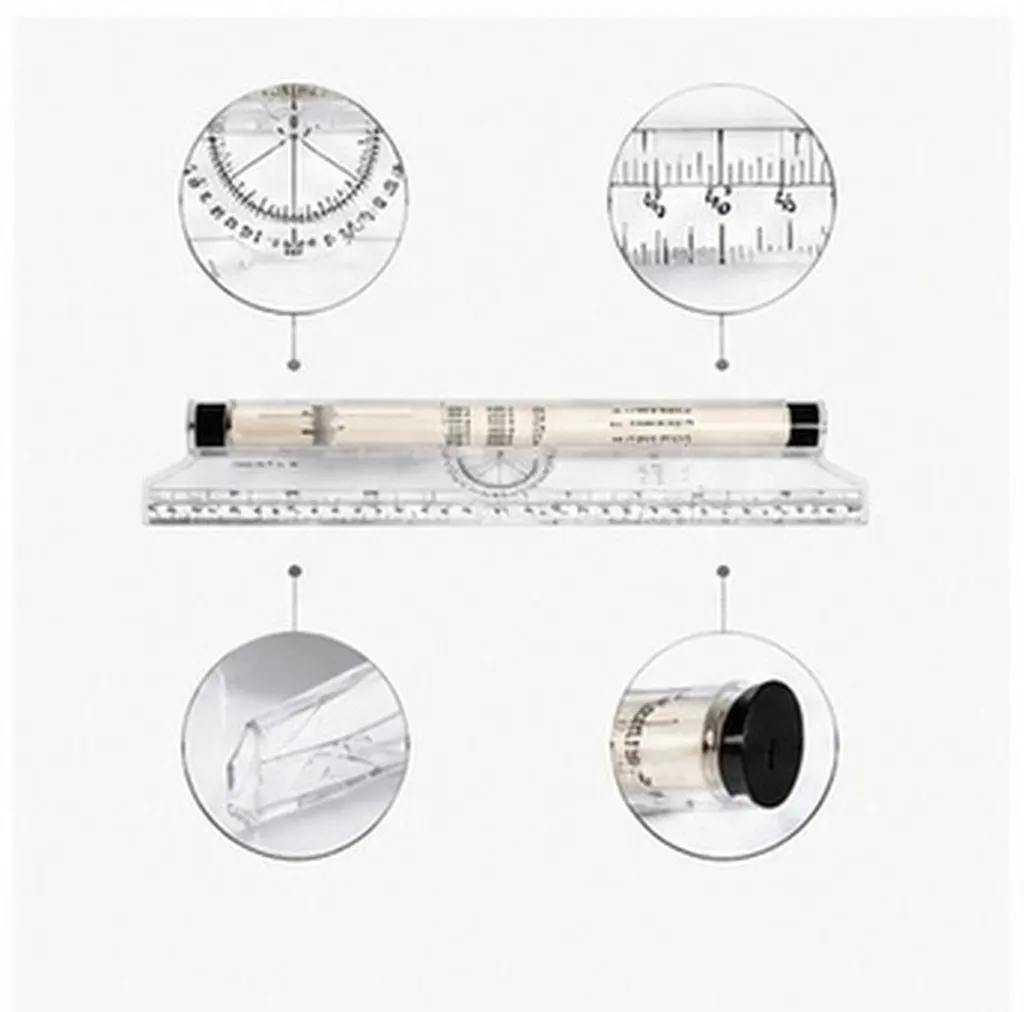 30Cm Professional Rolling Scale Rule Premium Plastic Parallel Drawing Ruler for Angle Measurement Circle Arc Horizontal Vertical