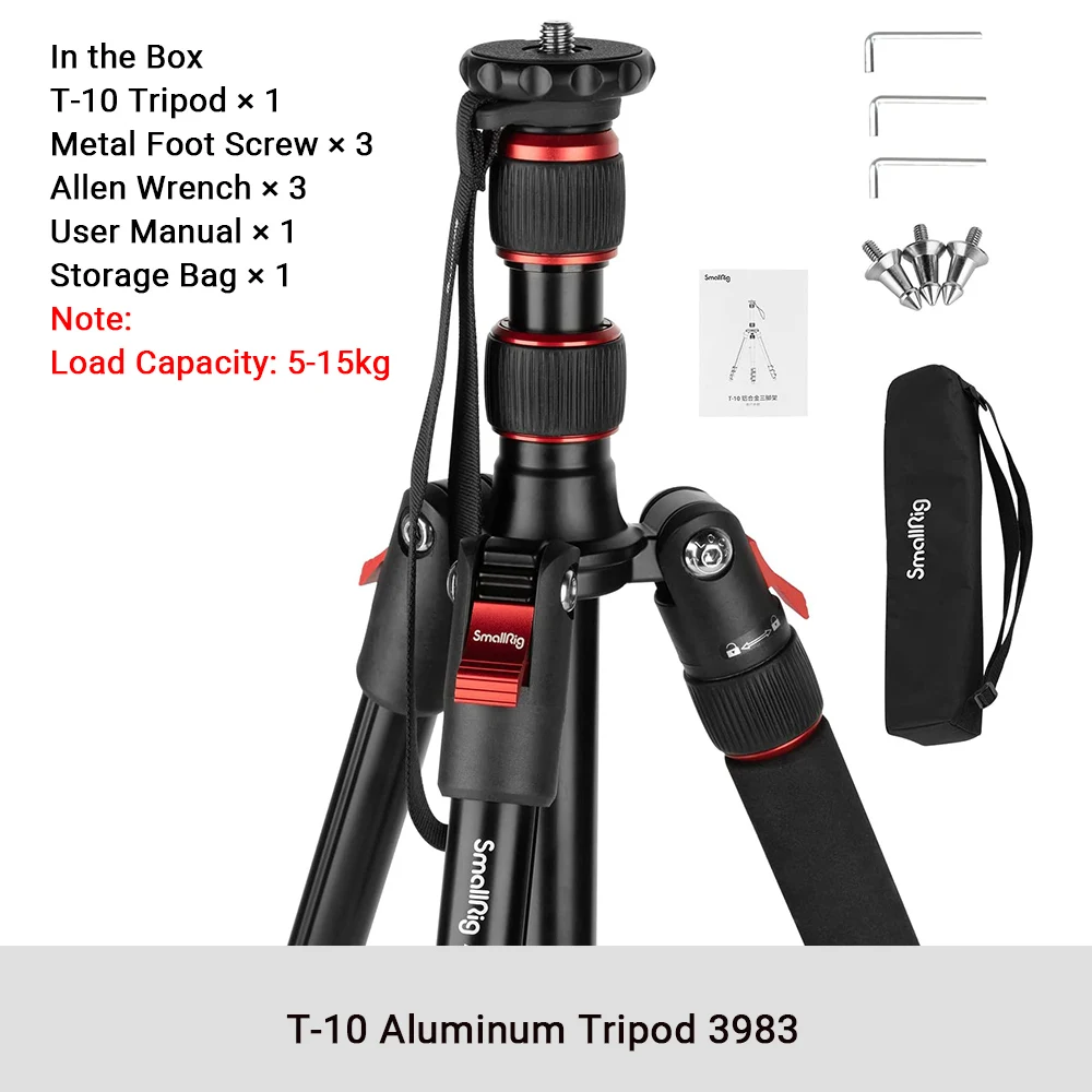 Smallrig T-10 Camerastatief, 68 "Opvouwbaar Aluminium Statief En Monopod Compatibel W 1/4"-20 & 3/8 "-16 Videokop Voor Cameratelefoon