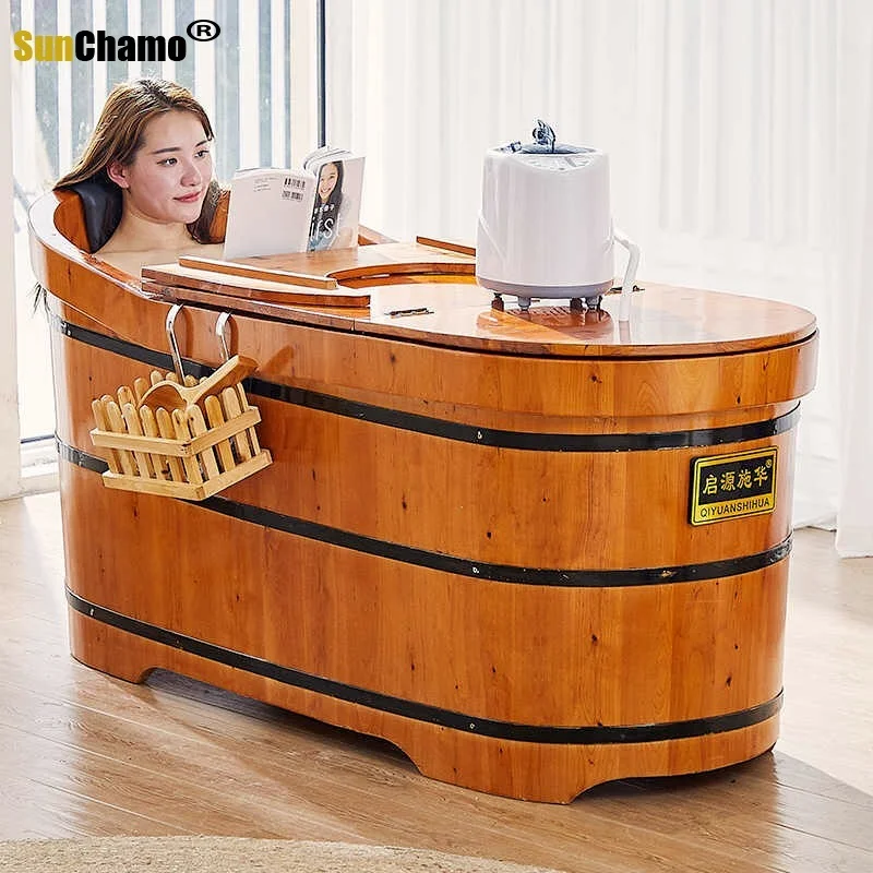 High Quality Cedar Barrel Bath Tub For Adults Wood Swimming Pool Safety Security Seat Support Household Bathtub