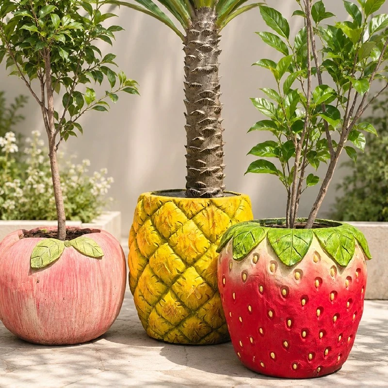 Strawberry Apple Flower Pot Fruit Flower Pot Magnesium Oxide Material Fruit Series Garden Garden Decoration Ornament