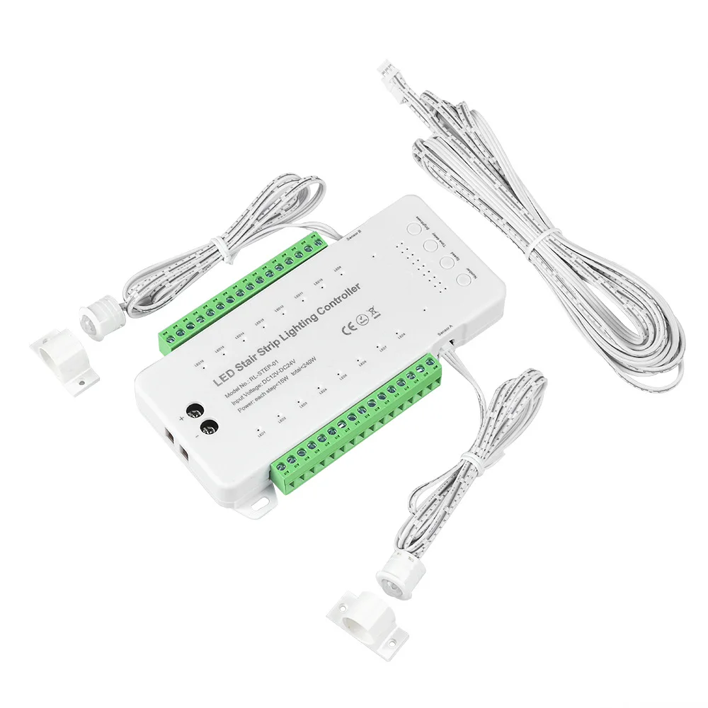 Day/Night Remote 16 Step PIR Motion Sensor COB LED Stair Lights Kit 40" Cuttable Dimmable Indoor Strip Step Lights Customizable