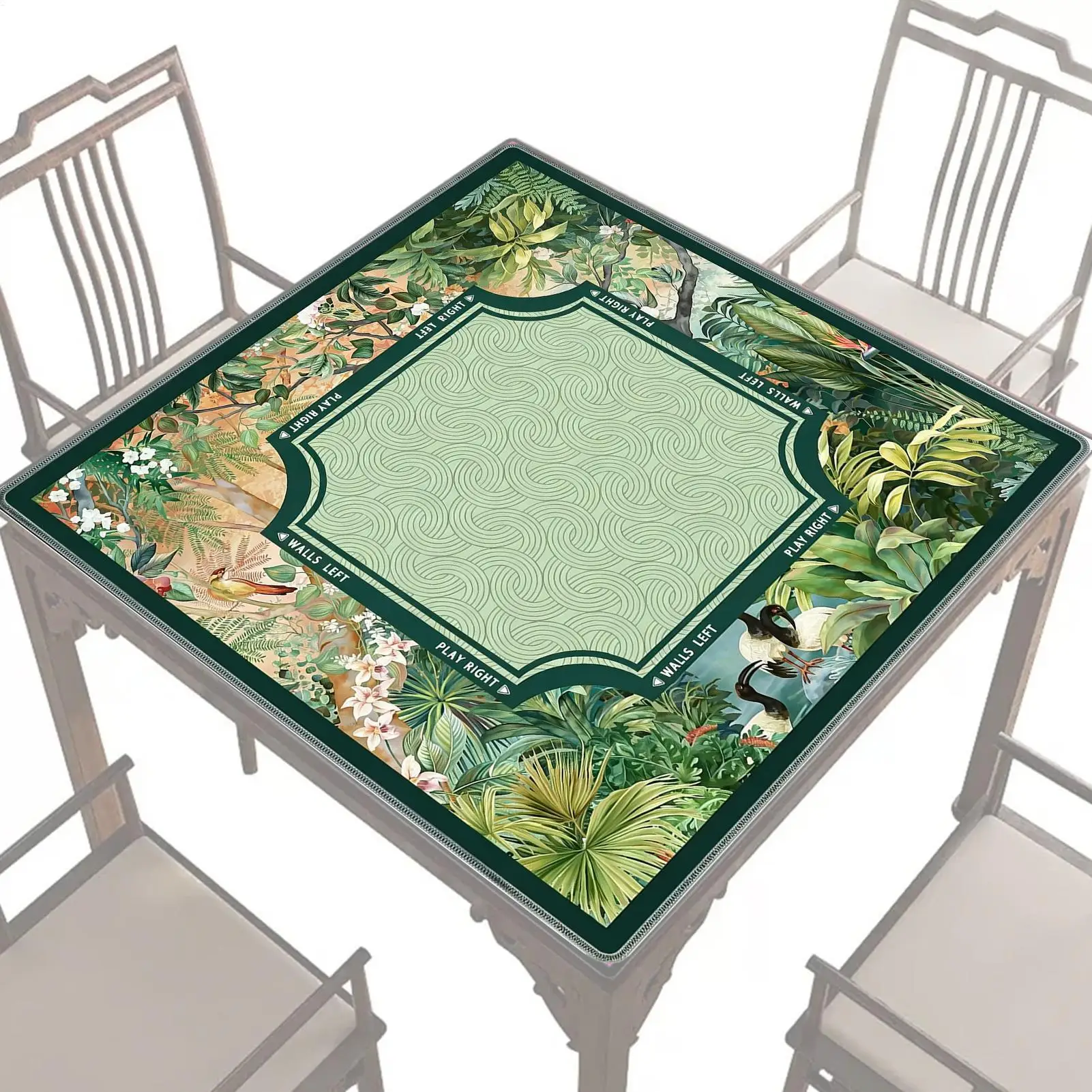 Mahjong Mat For Table Tropical Plants Vintage Anti-Slip 80x80cm Poker Card Board Table Cover For Tile Games Home Dorm Apartment