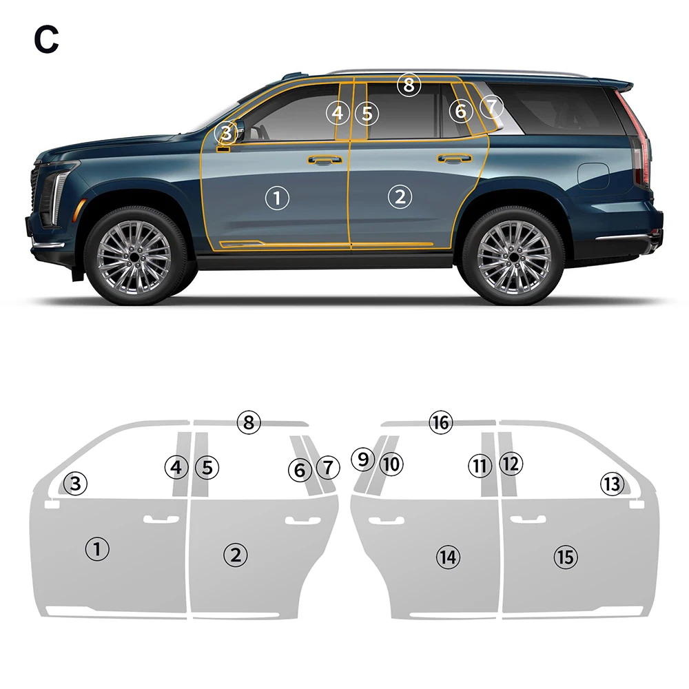 

8.5Mil TPU Bumper Paint Protection Film For Cadillac Escalade 2025-UP Pre-cut PPF Kit Clear Bra Car Body Anti-Scratch Resistant
