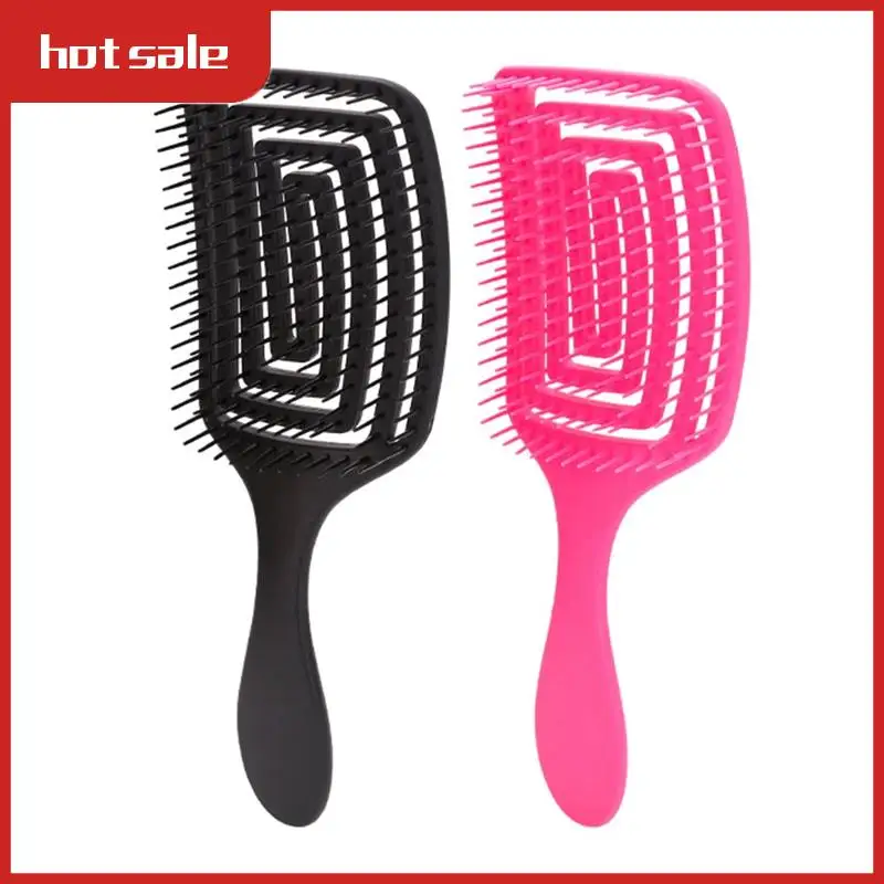 2X Black+Rose Red Hairbrush Hair Scalp Massage Comb Wet Dry Curly Detangle Hair Brush Salon Hairdressing Styling Tools Durable
