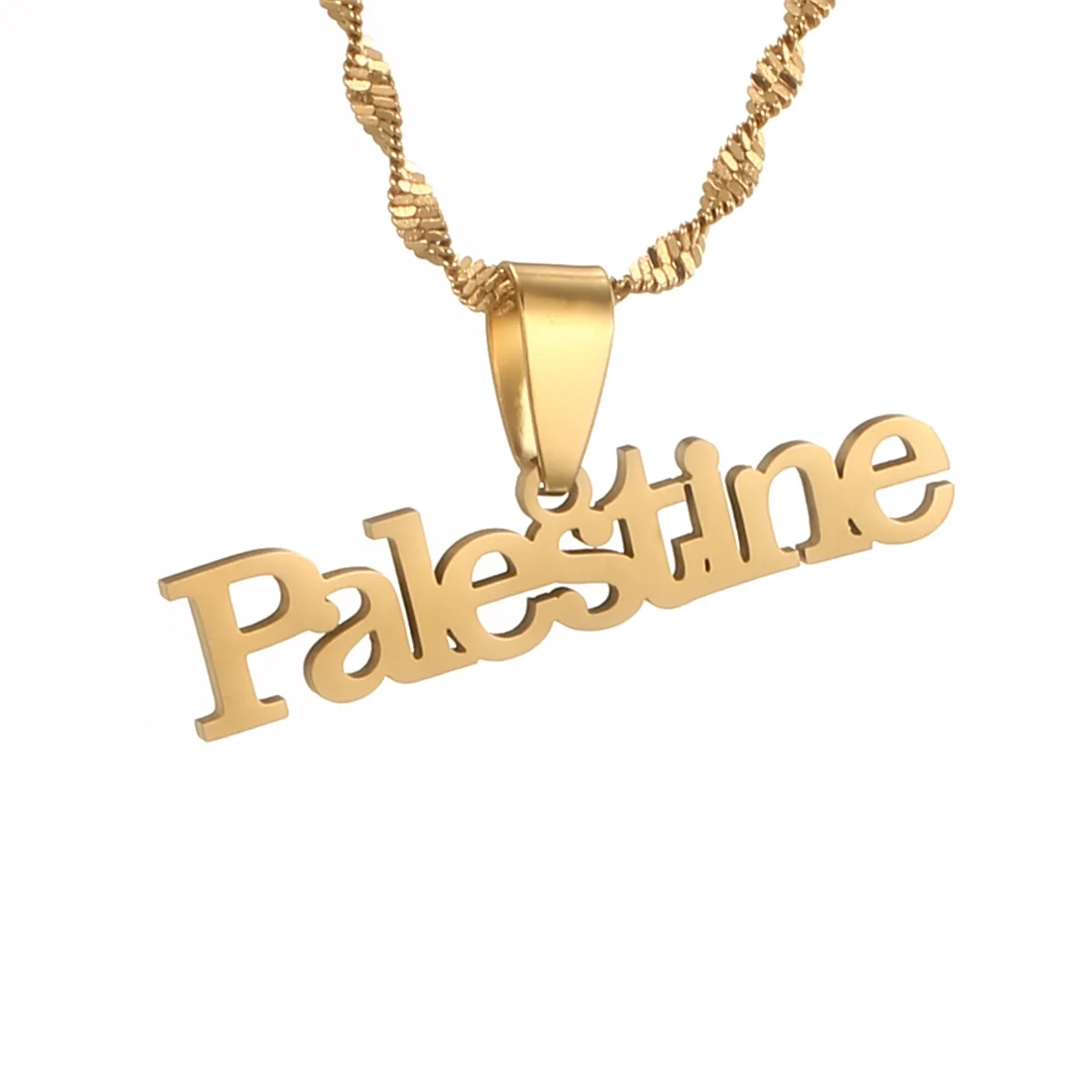 Stainless Steel Palestine Vintage Map Pendant Necklace For Men Women Arabic African view 4
