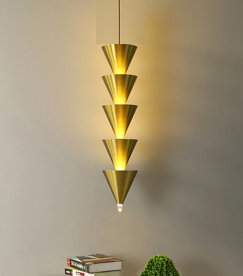 Gold Black Cone LED Pendant Lamp