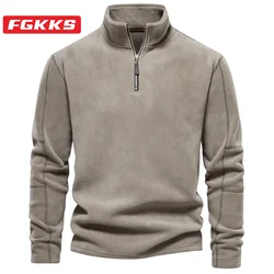 FGKKS 2023 Outdoor Casual Hoodie Sweatshirt Men's Warm Zipper Collar Top High Quality Design Hot Hoodie Sweatshirt Men