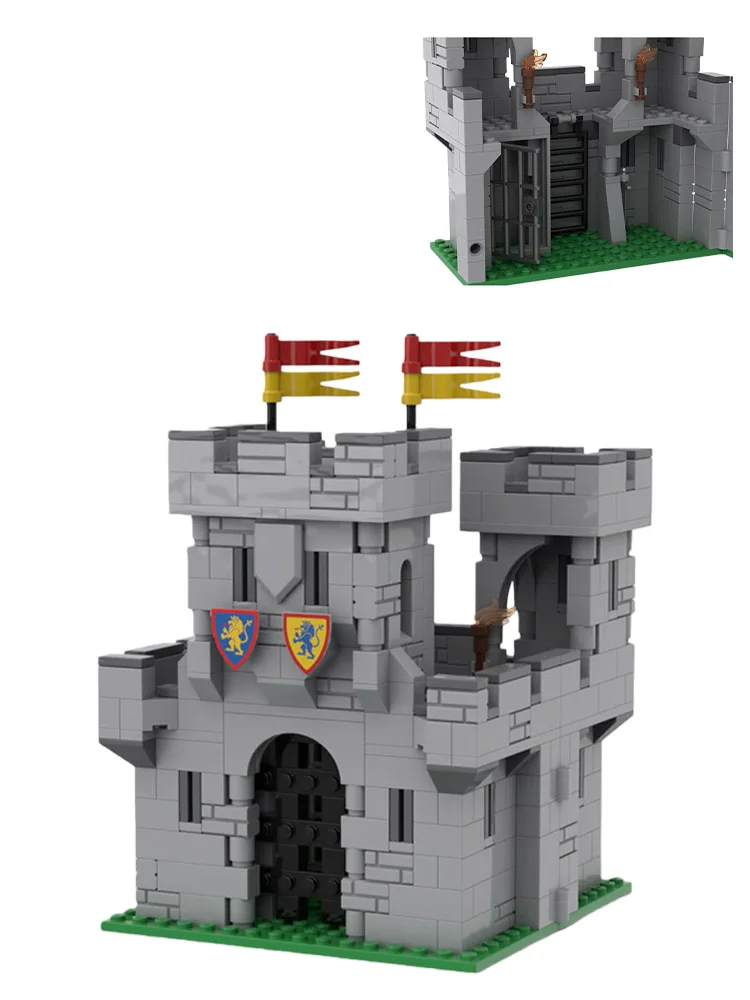 MOC bouwstenen middeleeuwse miniatuur kasteelmodel beeldjesset van 528 stuks - creatieve montagespeelgoedset, waardige collectie