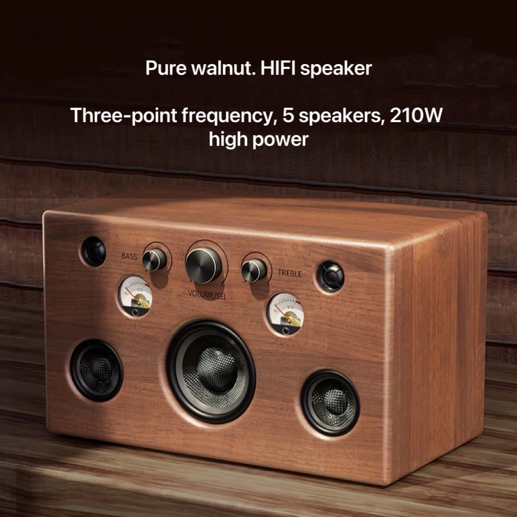 Vintage solid wood audio-grade HIFI Bluetooth speaker home living room mobile phone USB flash drive audio high-quality heavy su